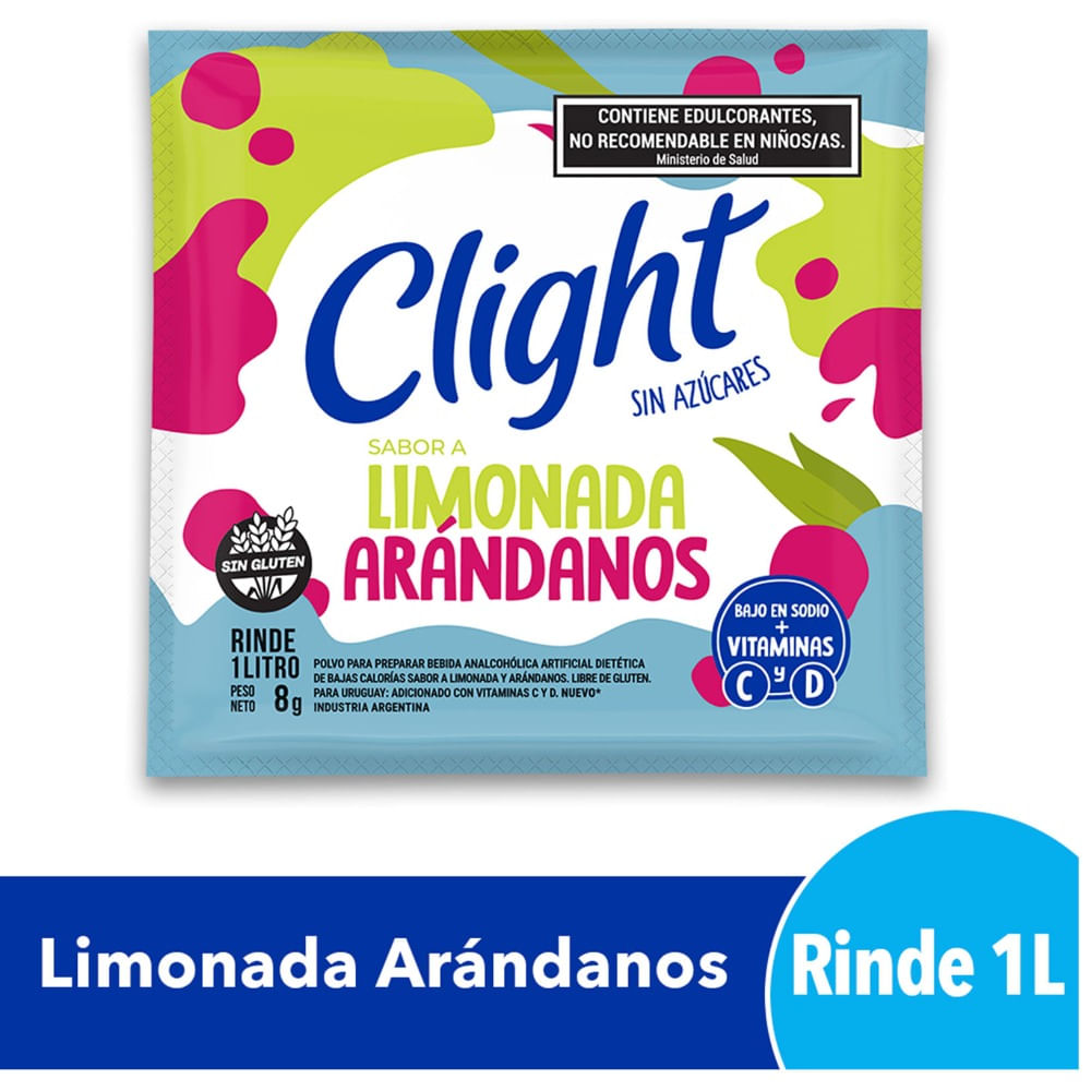 Jugo En Polvo Clight Limonada Arándanos 8 G