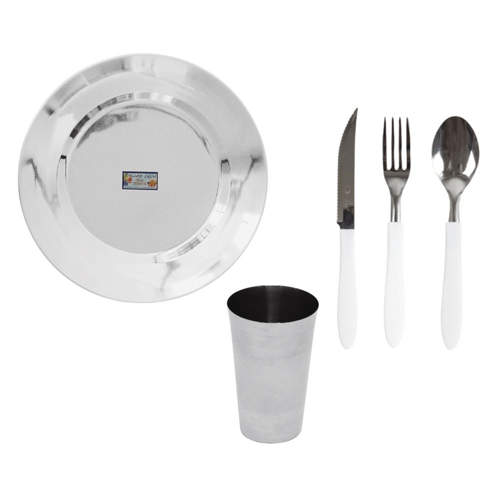 Set x1 Vajilla Aire Libre Acero Inoxidable