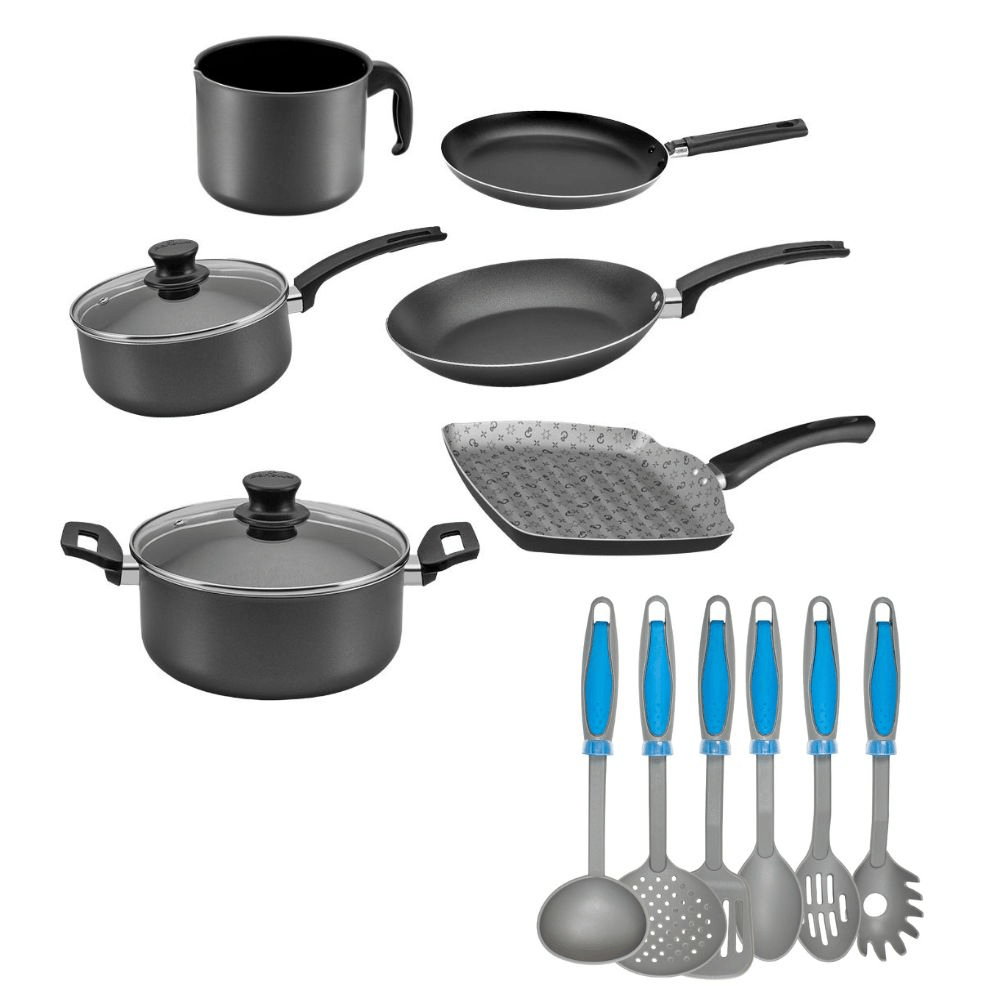 Batería De Cocina Con Utensilios Azul 14 piezas