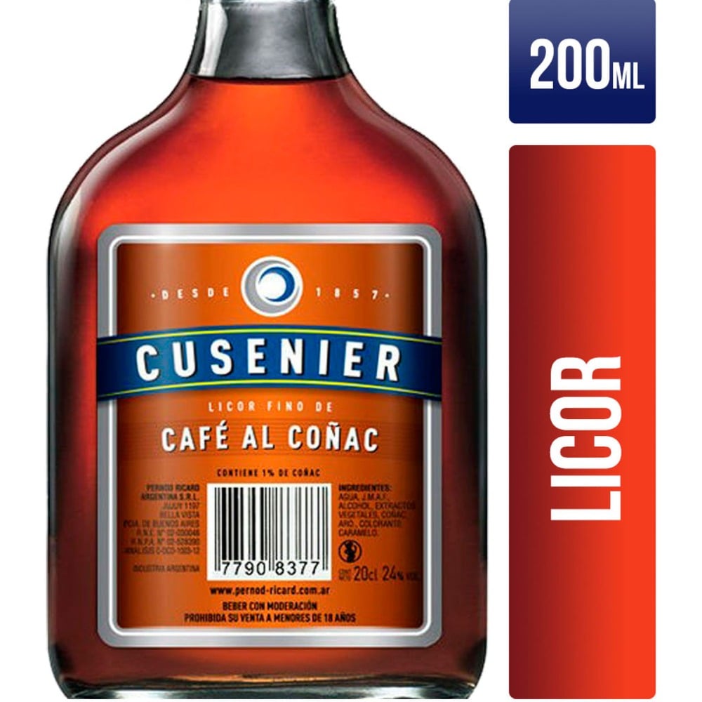 Licor de café al coñac Cusenier petaca 200 cc.