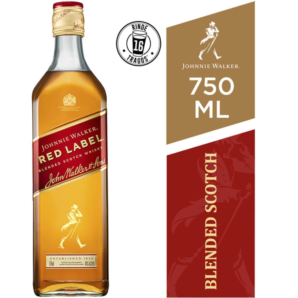 Whisky Johnnie Walker red label botella 750 ml.