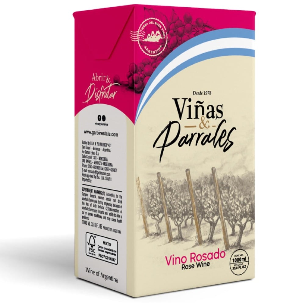 Vino rosado Viñas y Parrales tetra 1 lt