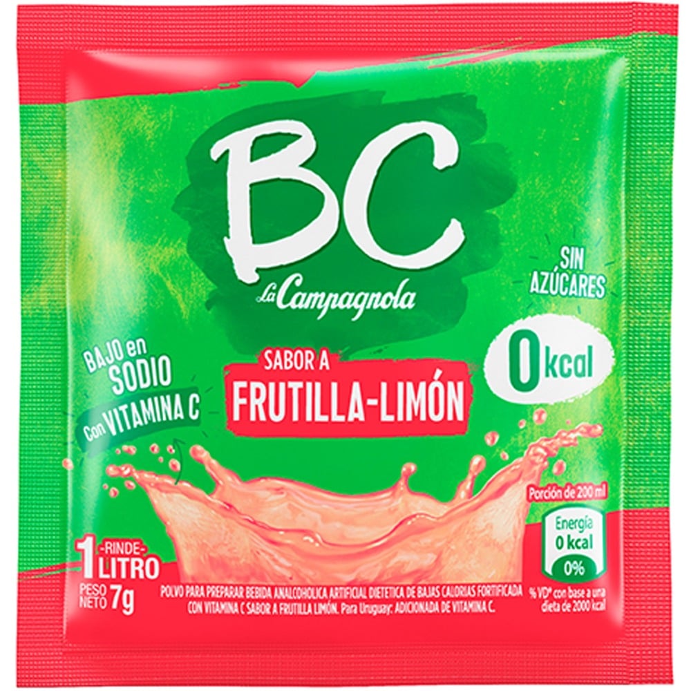 Jugo en polvo BC La Campagnola frutilla limón 7 g.