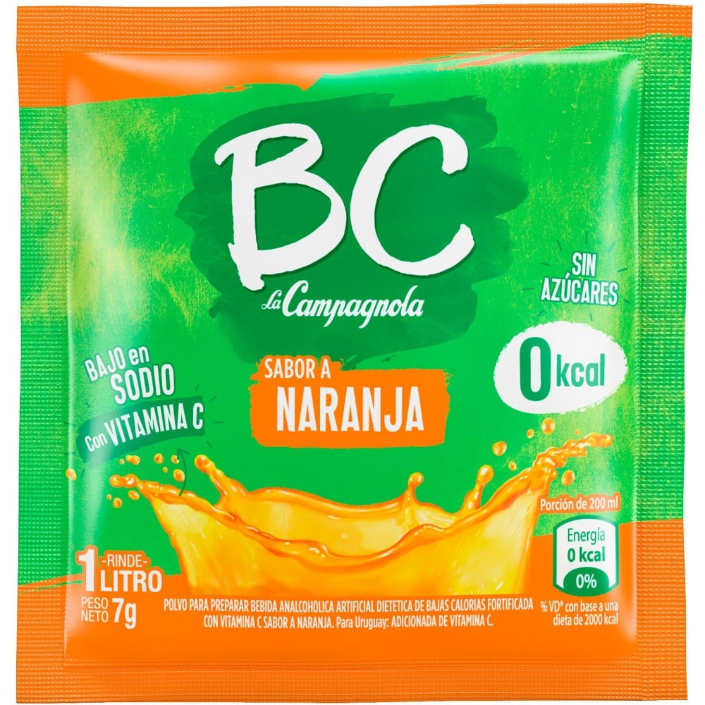 Jugo en polvo BC La Campagnola naranja 7 g.