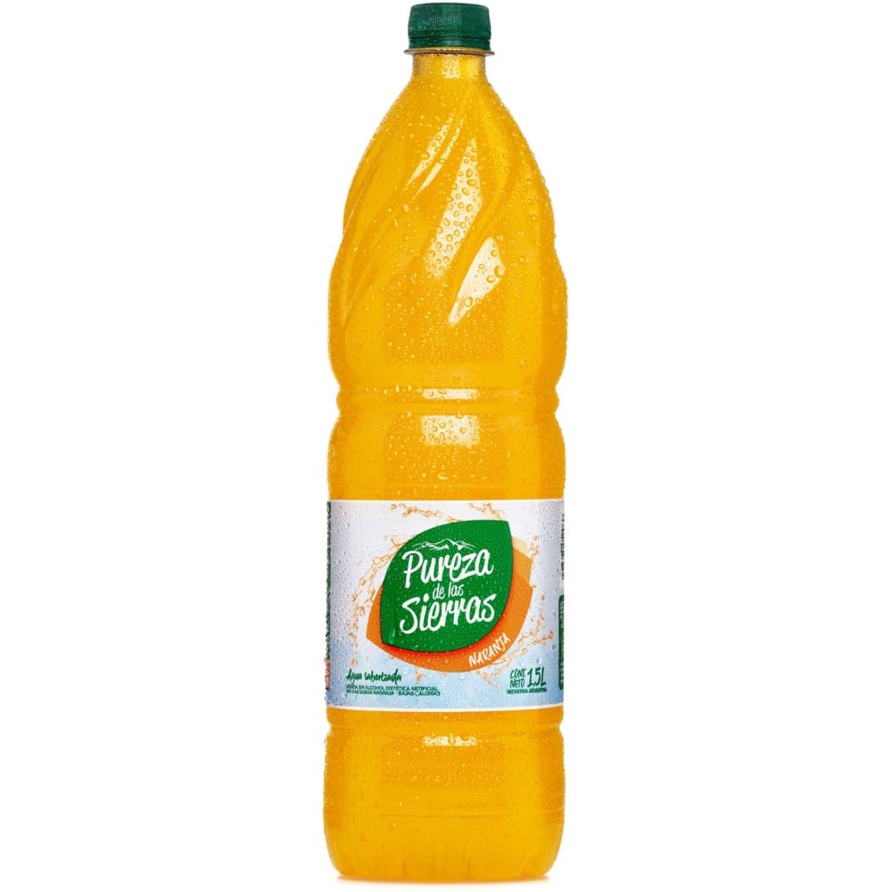 Agua saborizada sin gas Pureza de las Sierras de naranja 1.5 lts.