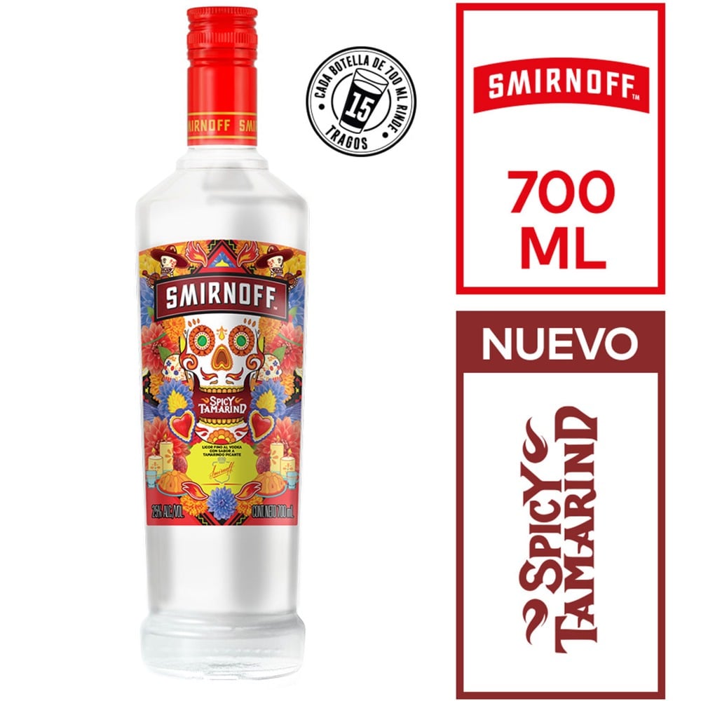 Vodka Smirnoff tamarindo en botella 700 cc.