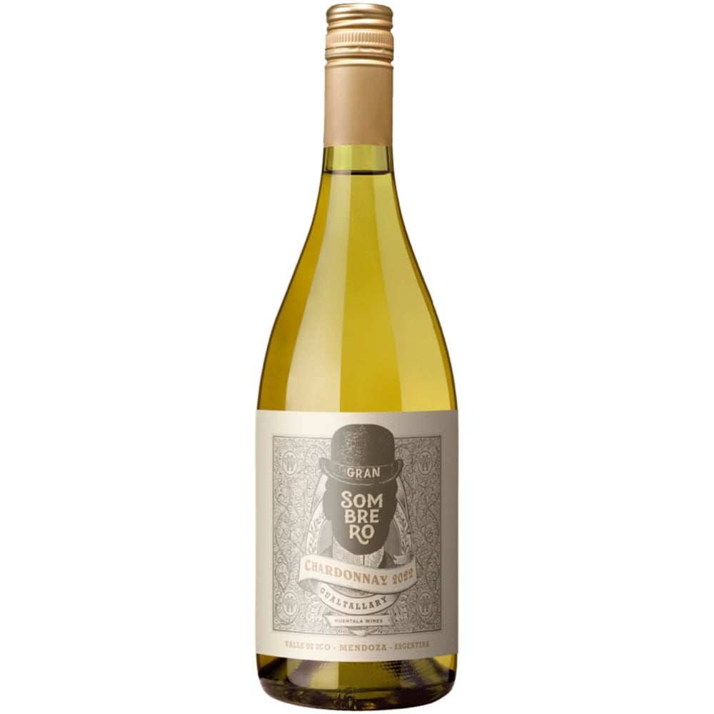 Vino blanco chardonnay Sombrero en botella 750 cc.