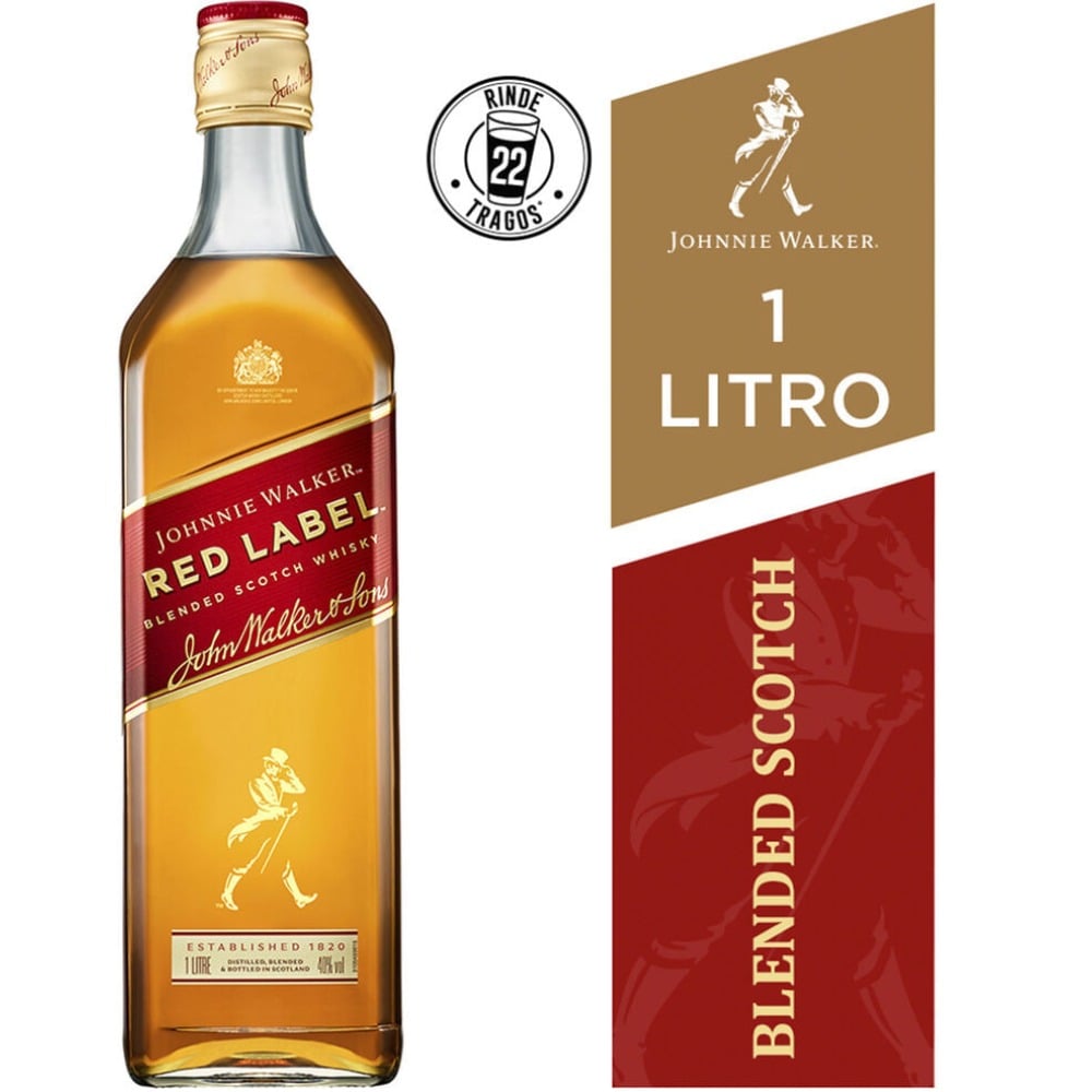 Whisky Johnnie Walker red label botella 1 lt.