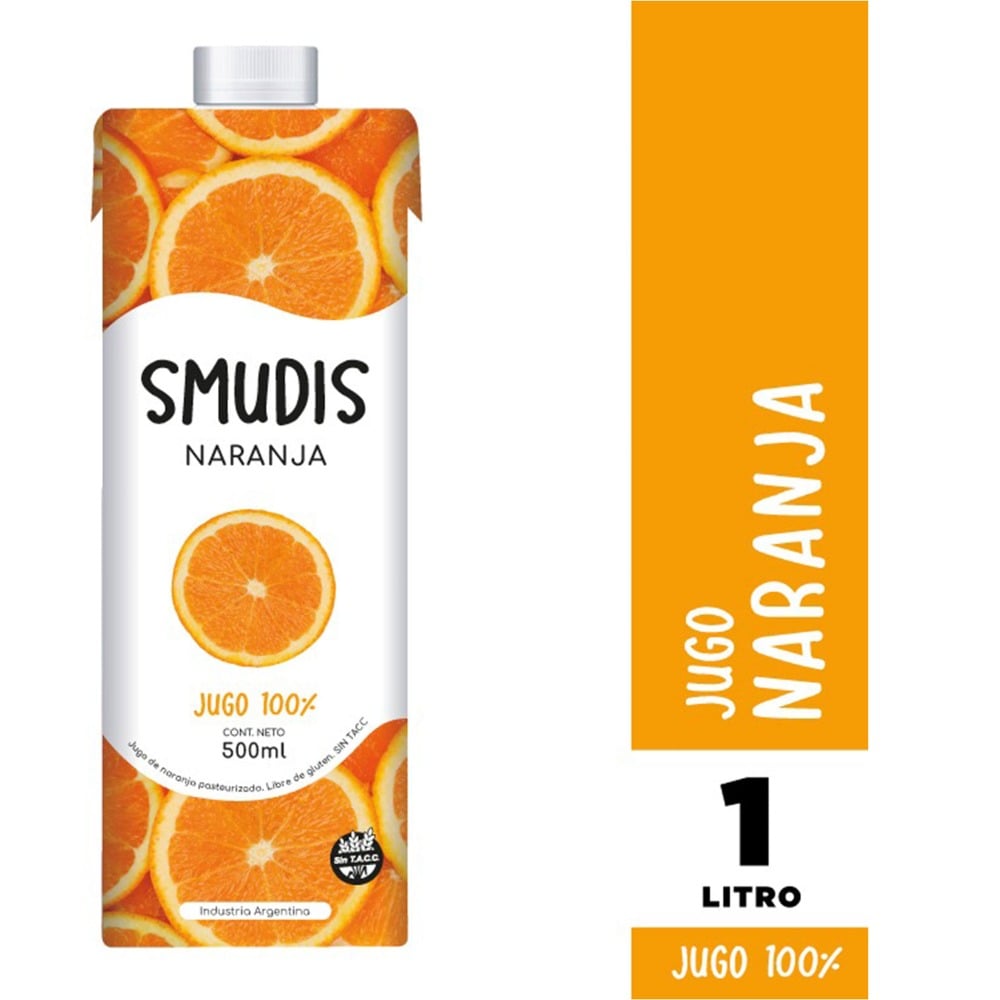 Jugo natural Smudis de naranja brick 1 lt.