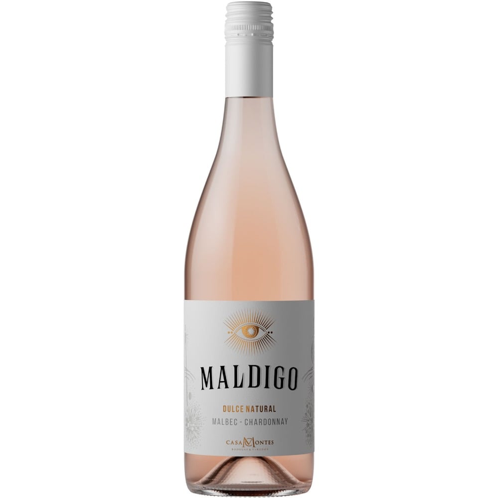 Vino rosado dulce Malbec Chardonnay Maldigo en botella 750 ml