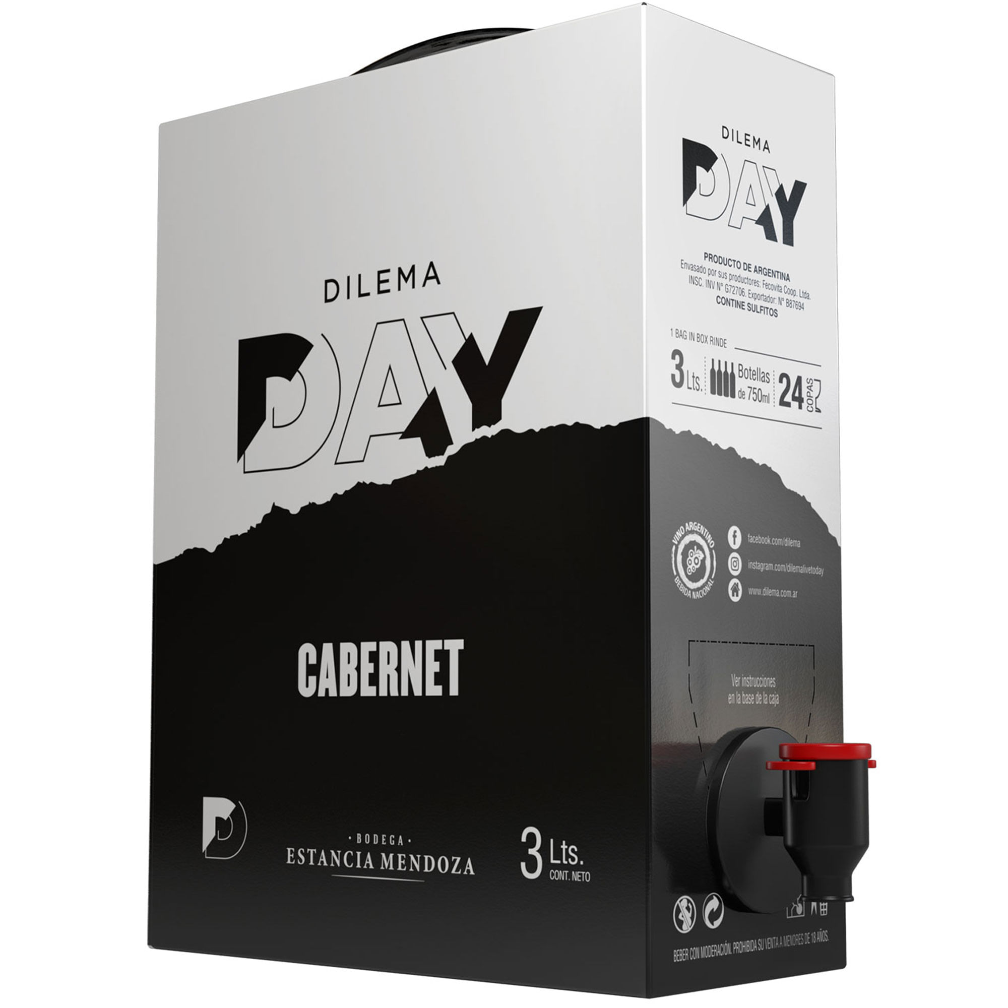 Vino tinto Cabernet Dilema Day bib 3 lts
