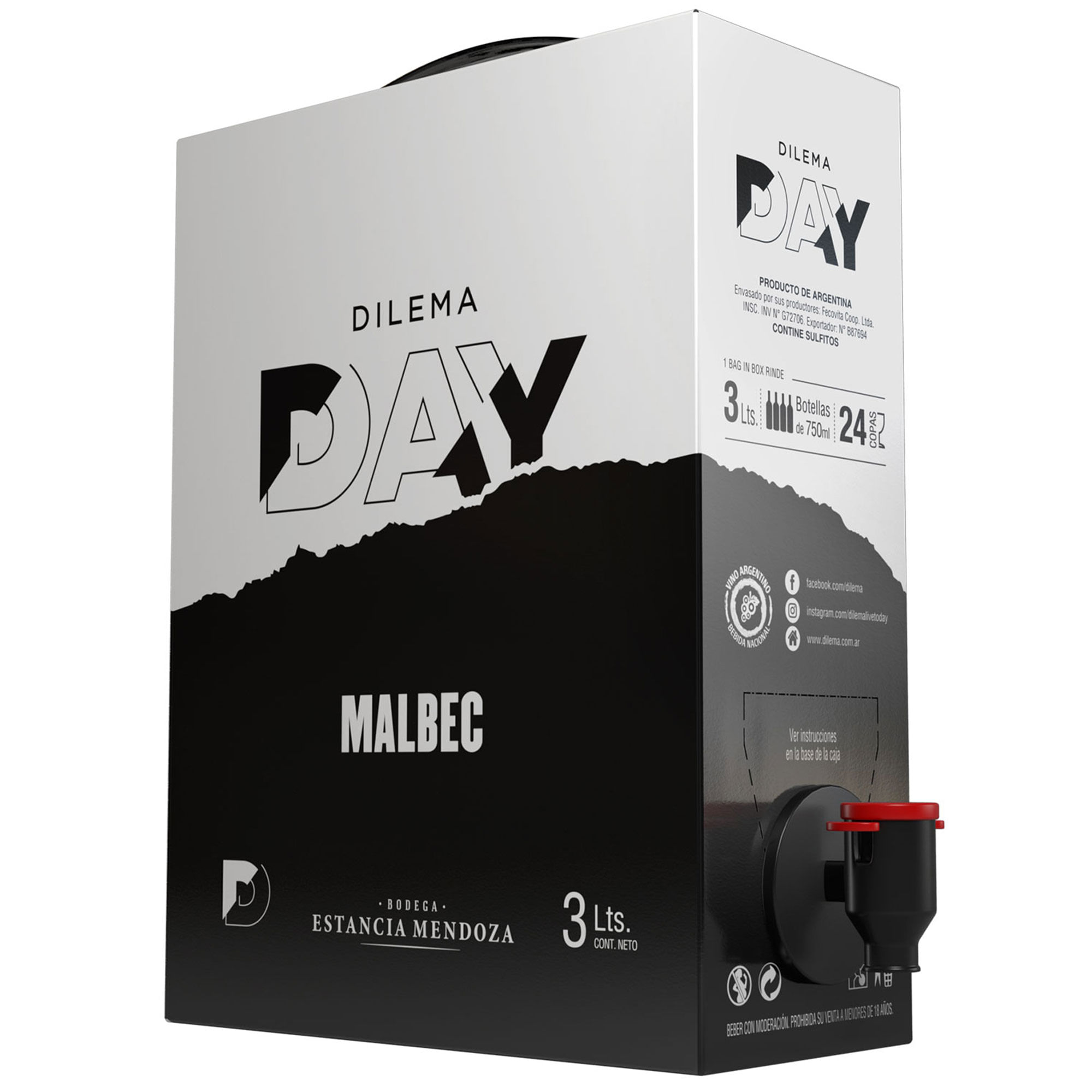 Vino tinto Malbec Dilema Day bib 3 lts