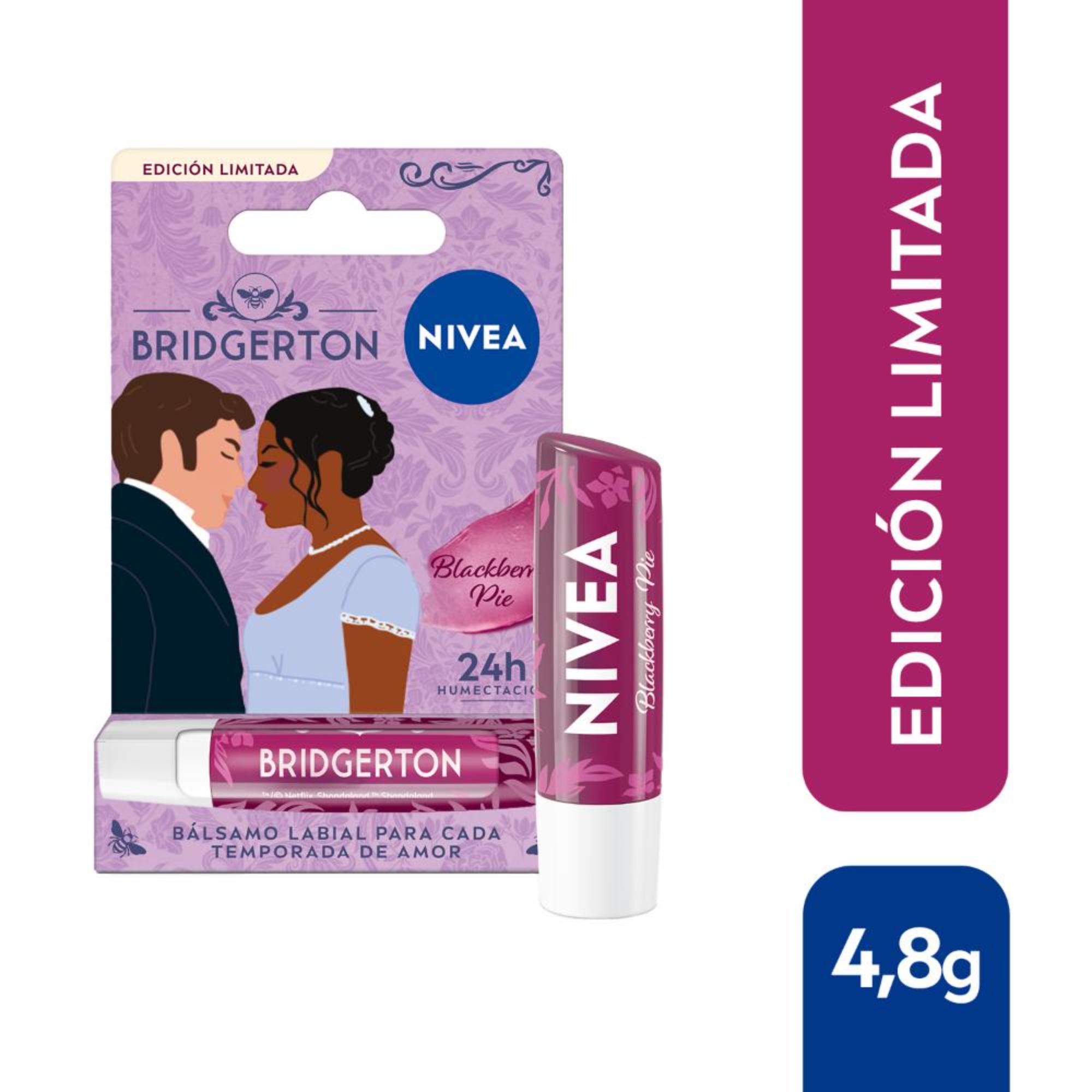 Bálsamo labial humectante Nivea Blackberry Shine edición limitada Bridgerton 4,8 grs
