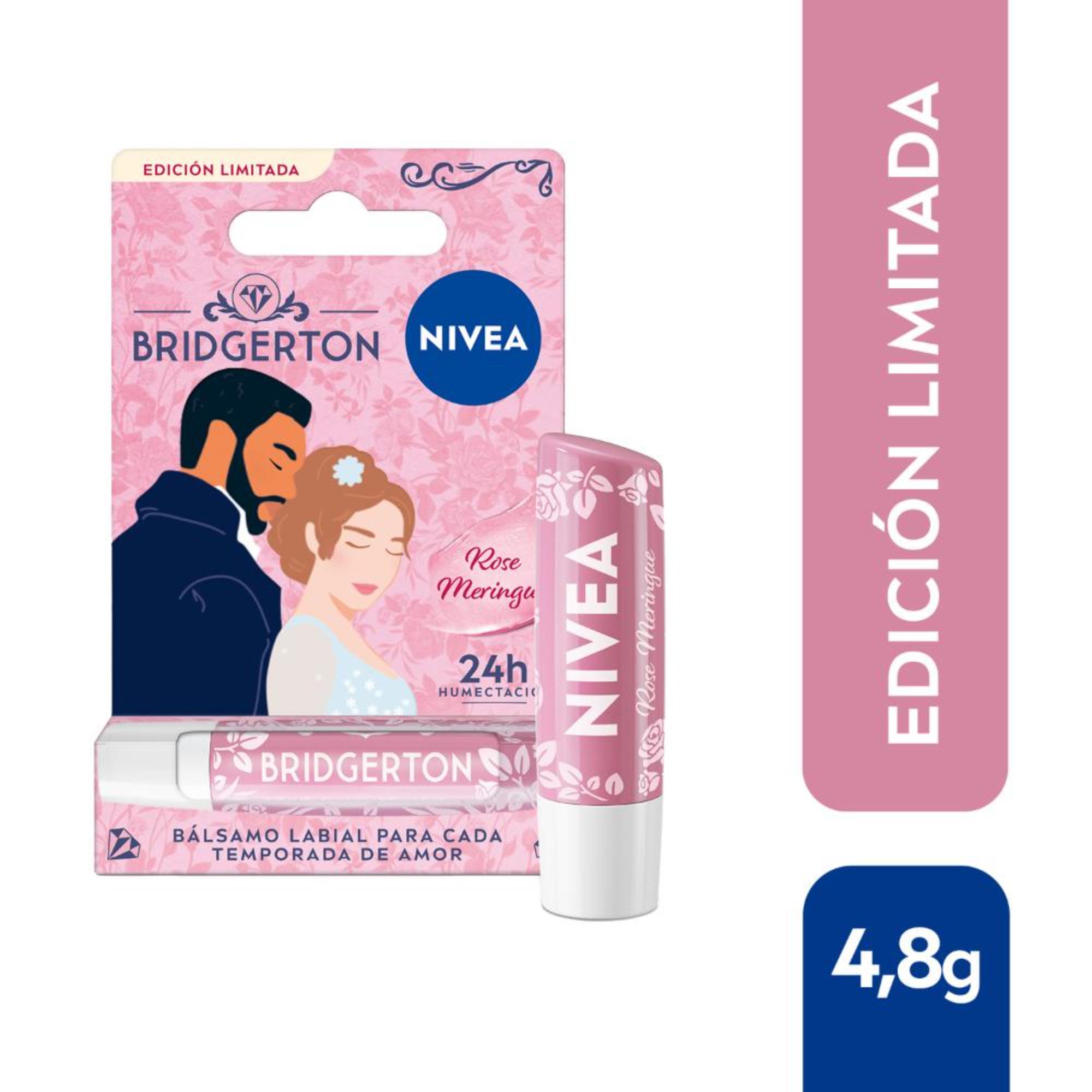Bálsamo labial humectante Nivea Rose Meringue edición limitada Bridgerton 4,8 grs