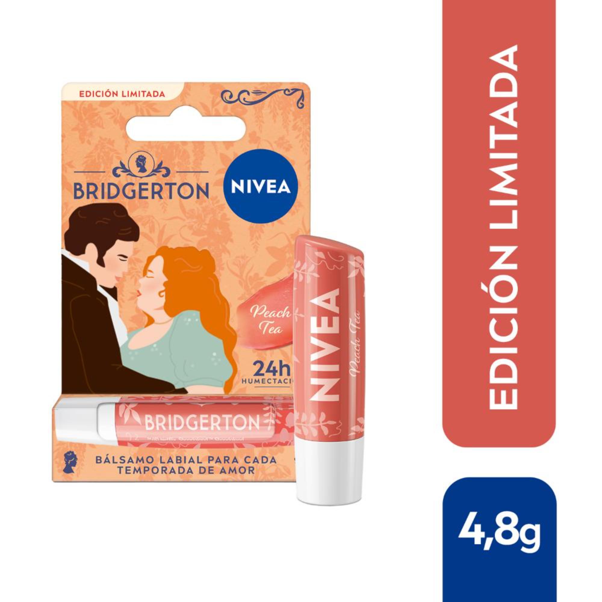 Bálsamo labial humectante Nivea Peach Tea edición limitada Bridgerton 4,8 grs