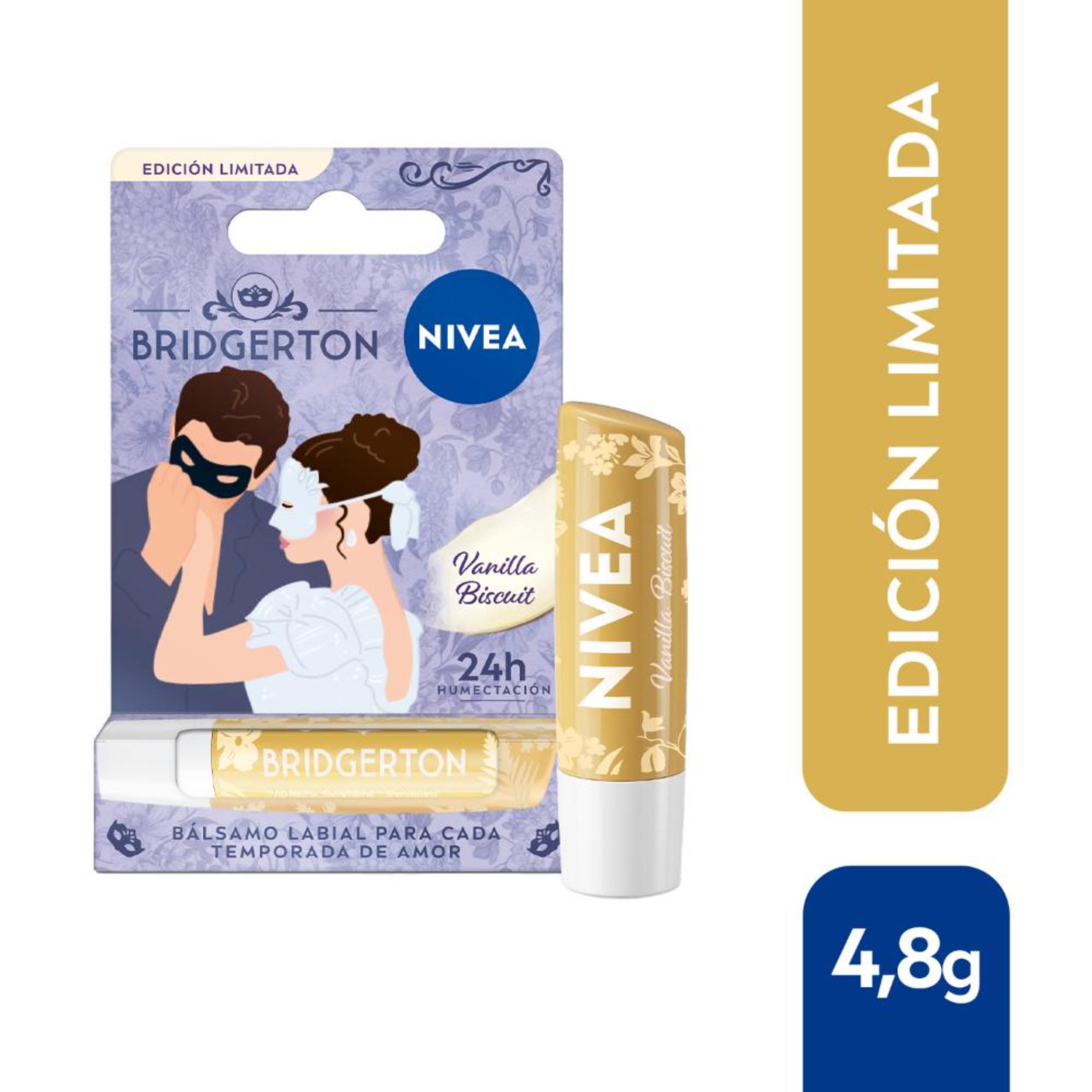 Bálsamo labial humectante Nivea Vainilla Biscuit edición limitada Bridgerton 4,8 grs