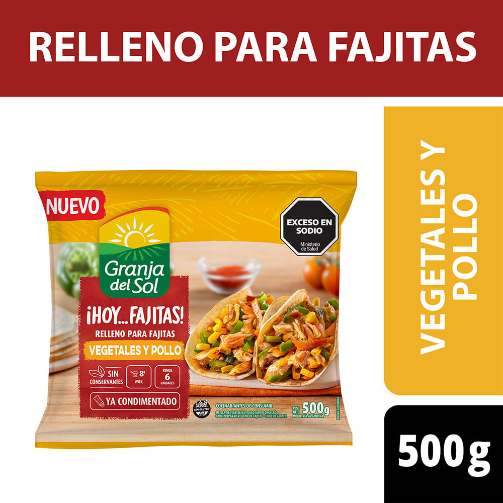 Relleno Para Fajitas Granja Del Sol Vegetales Y Pollo 500 G