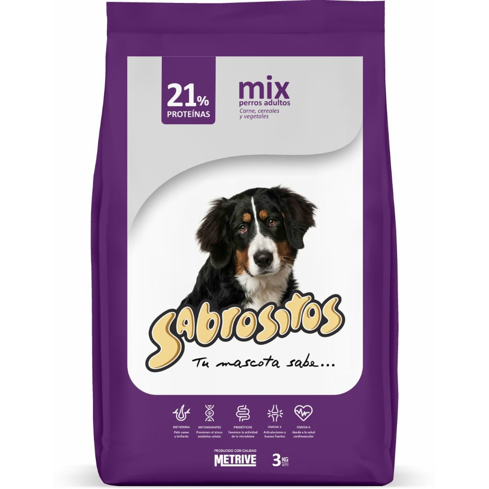 Alimento seco para perro adulto Sabrositos carne, cereal y vegetales 3 Kg