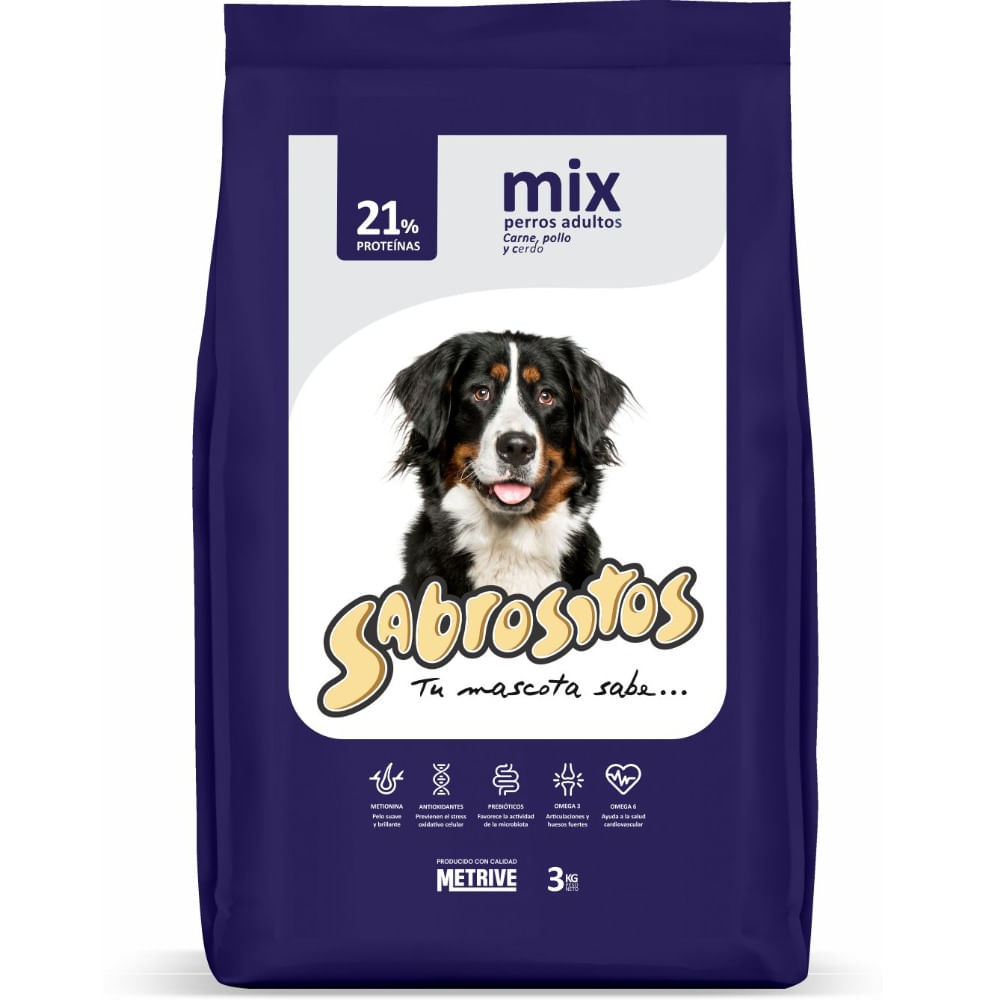 Alimento seco para perro Sabrositos mix carne pollo 3 kg