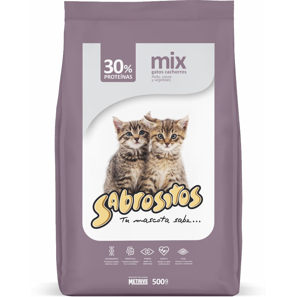 Alimento para gato cachorro Sabrositos de pollo carne y vegetales 500 grs