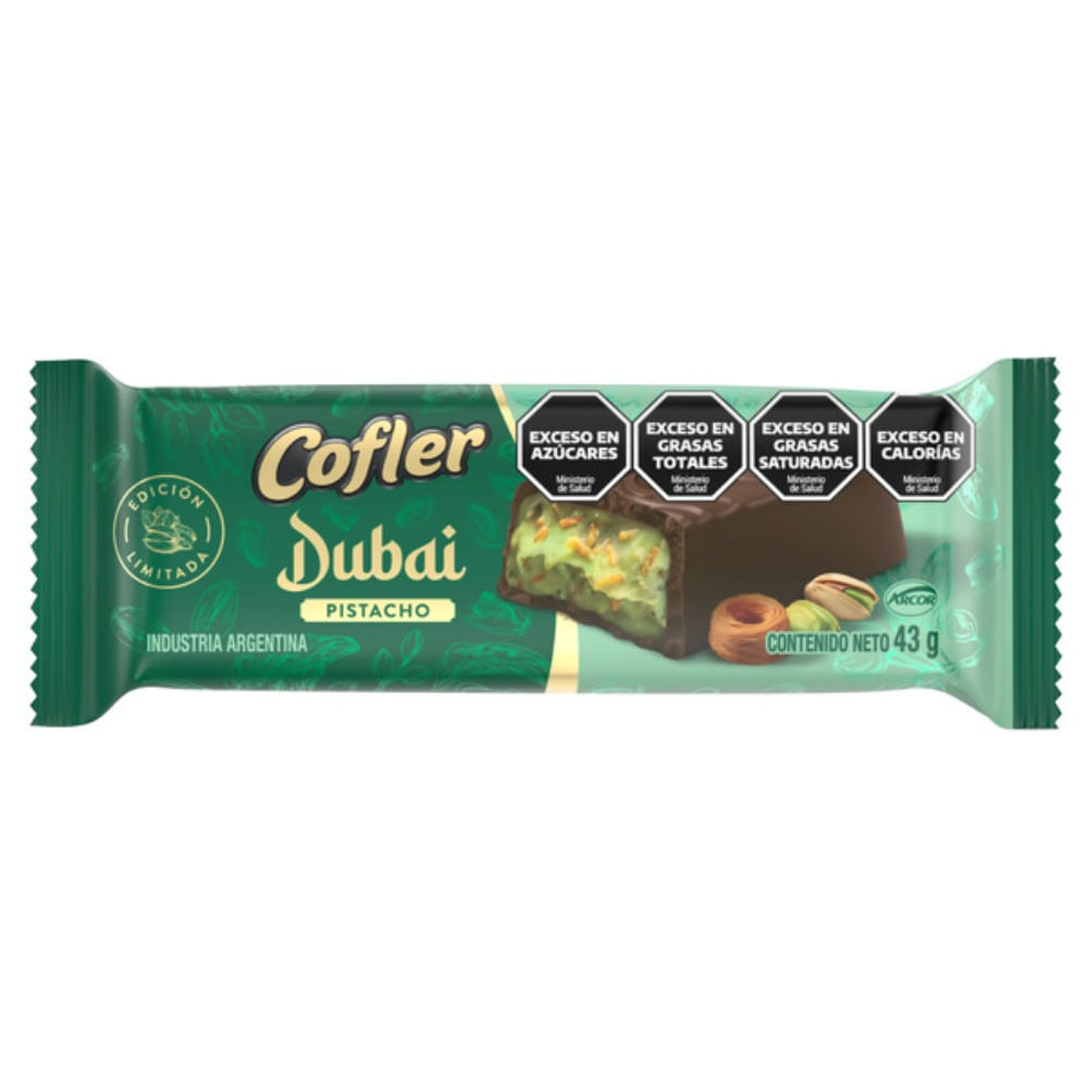 Tableta De Chocolate Cofler Dubai Pistacho 43 G