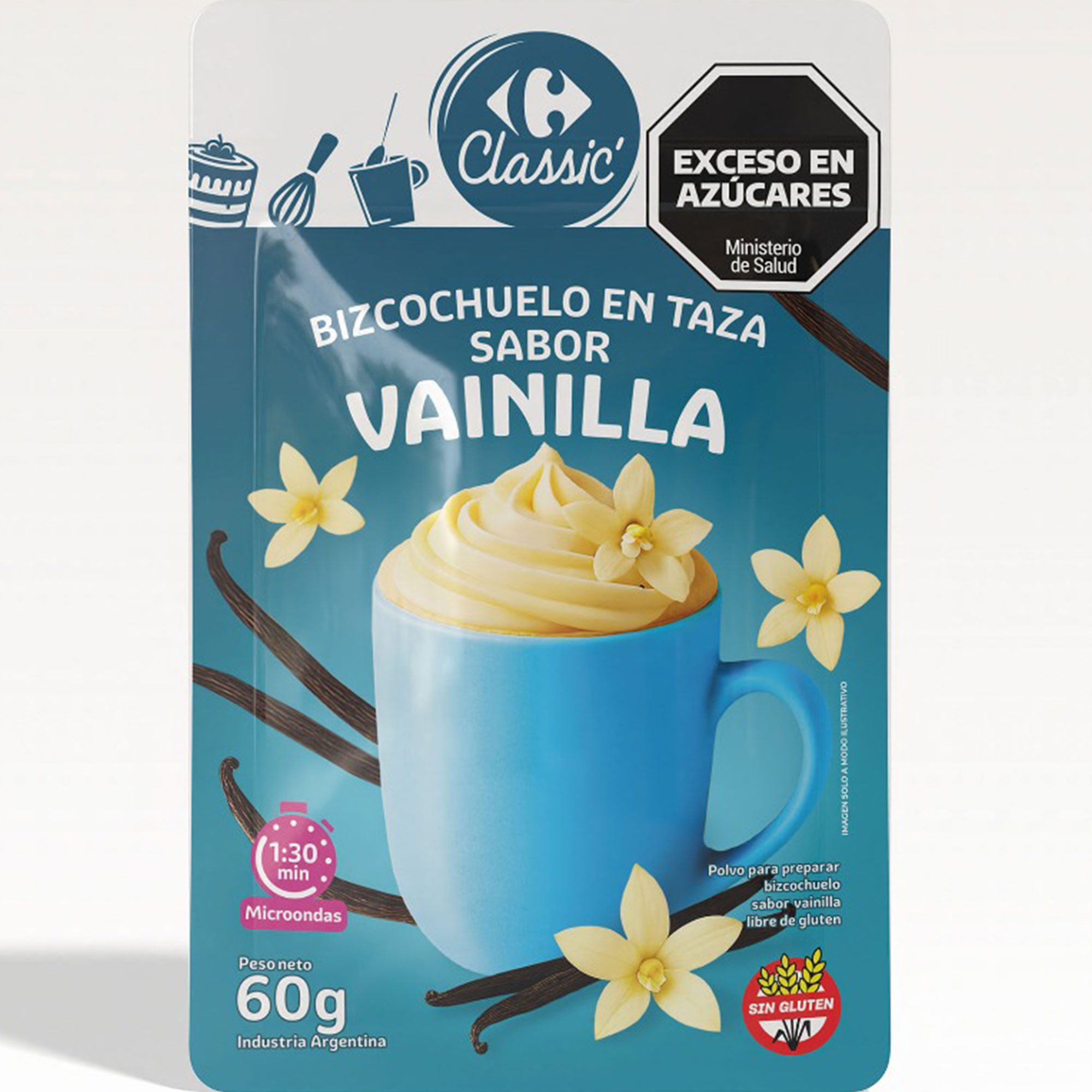 Bizcochuelo taza Carrefour Classic de vainilla 60 grs