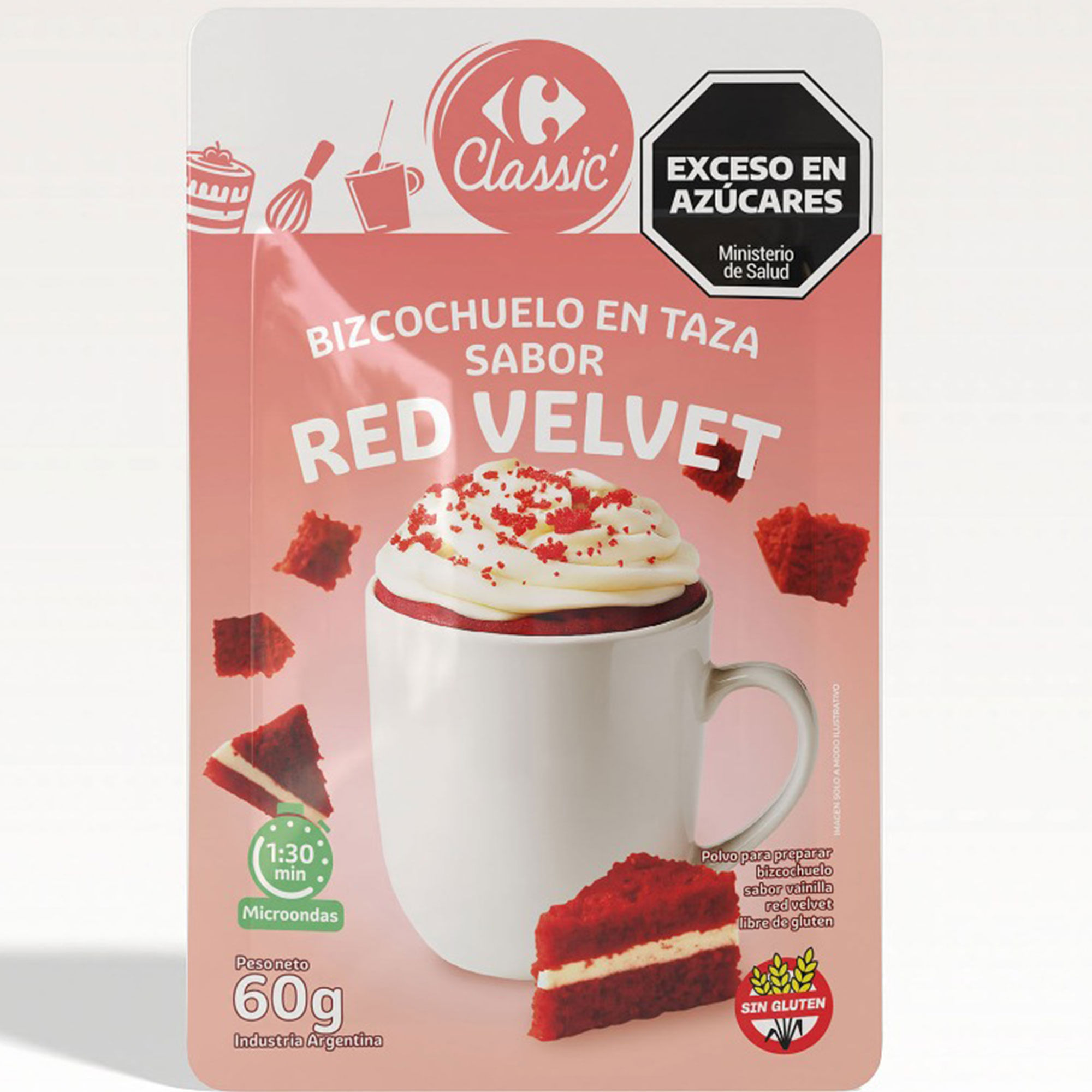 Bizcochuelo taza Carrefour Classic red velvet 60 grs