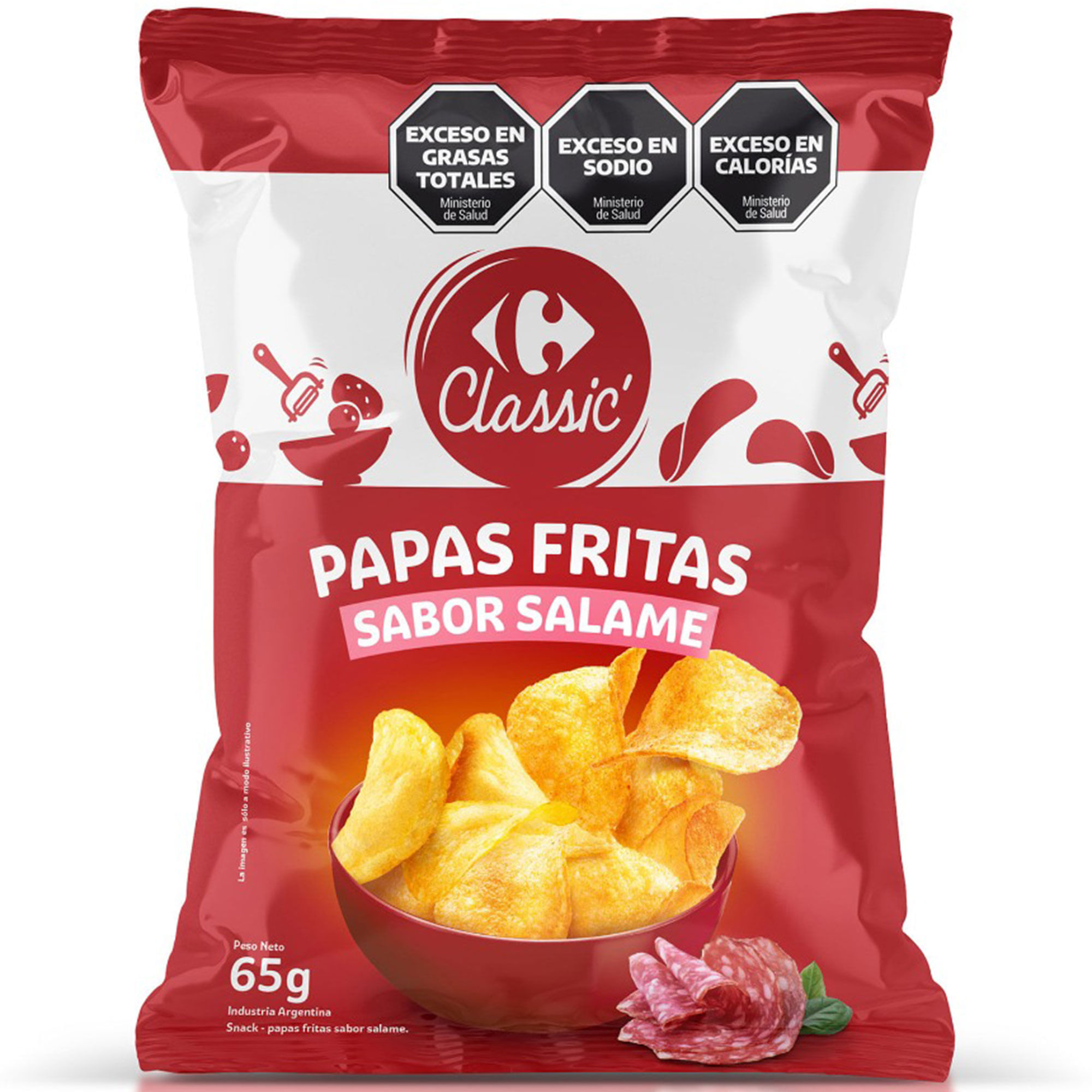 Papas fritas Carrefour Classic sabor salame 65 grs