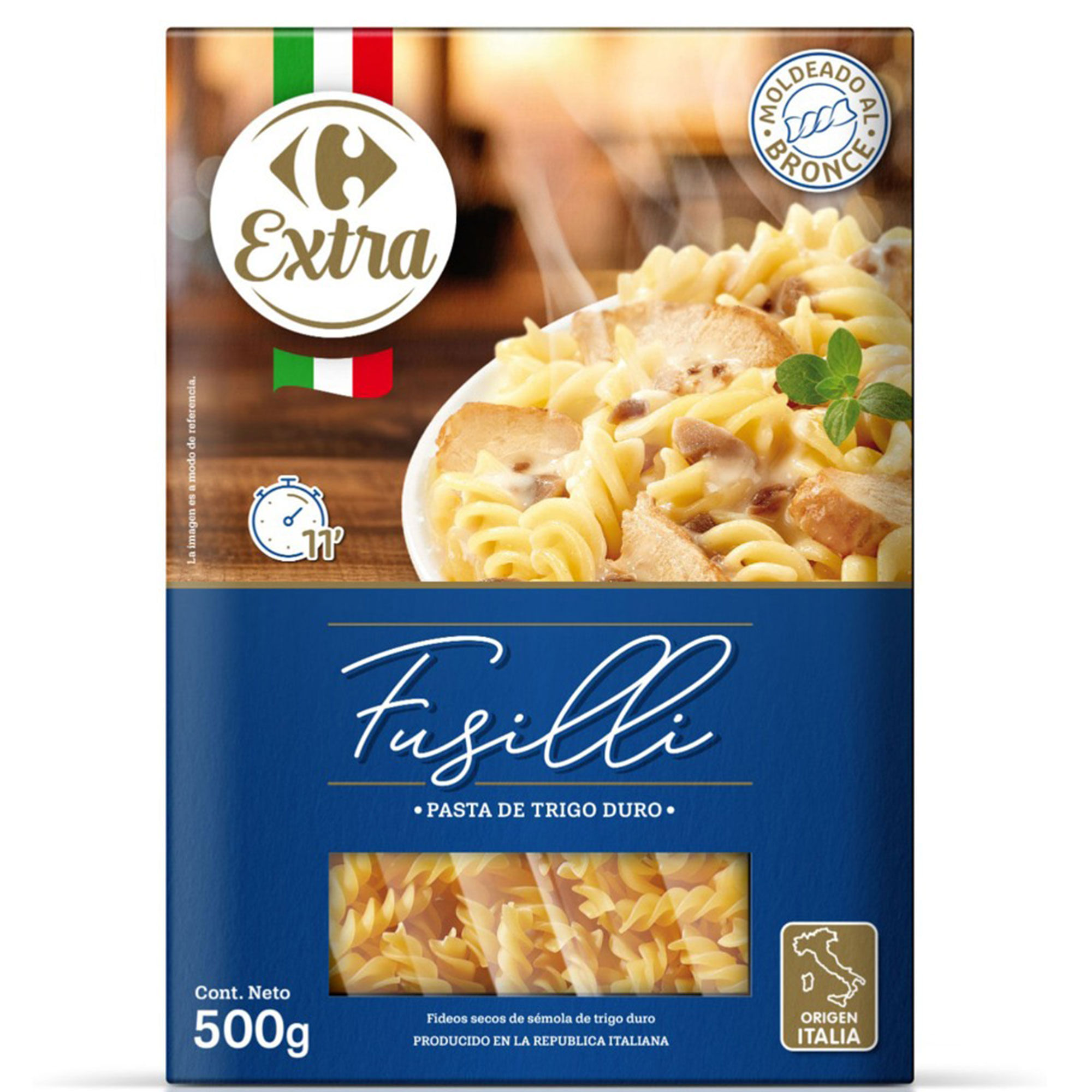 Fideos fusilli Carrefour Extra en caja 500 grs