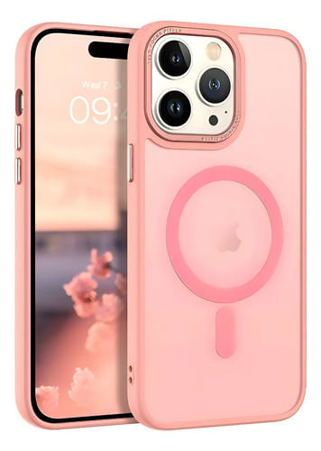 Funda Matte Cromada MagnéTica Rosa Compatible Con Iphone 15 Pro Max