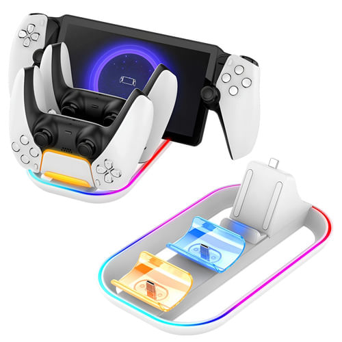 Dock De Carga 3 En 1 Con Luces Rgb Dehuka Compatible Con Ps5 Portal Y Controles
