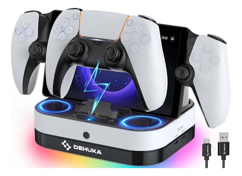 Cargador 3 En 1 Compatibles Con Ps5 Portal Y Joysticks Ps5 Rgb Dehuka