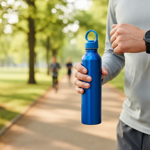 Botella Deportiva Motivacional Dehuka Aluminio 500ml Azul, Tapa a Rosca, Material Liviano y Duradero, Libre de BPA