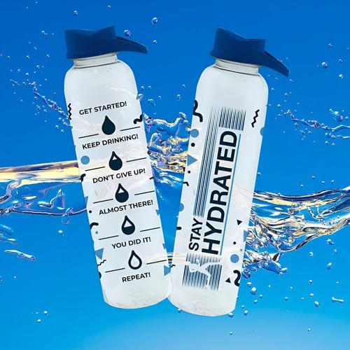 Botella De Agua Deportiva Dehuka Eco 600ml Medidora Azul - Puesta En Forma - Marcador Mililitros - Tapa Rebatible