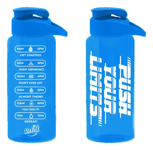 Botella De Agua Deportiva Dehuka Big Dakar 1100ml, Azul Motivacional, Mensaje Inspirador, Libre De Bpa