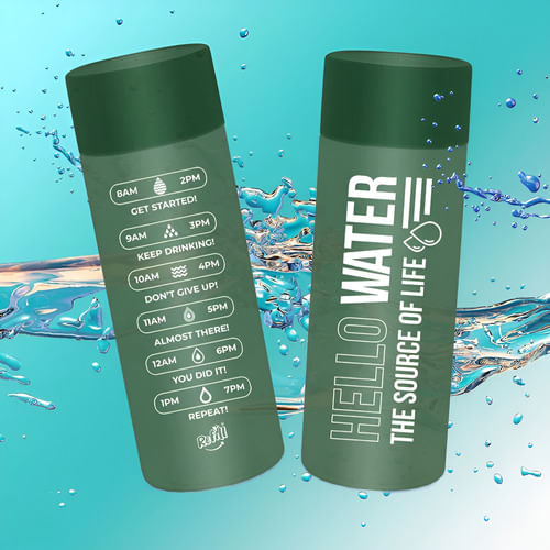 Botella De Agua Deportiva Dehuka Geo Power 600ml, Tapa Lisa, Asa Superior, Color Verde, Libre De Bpa
