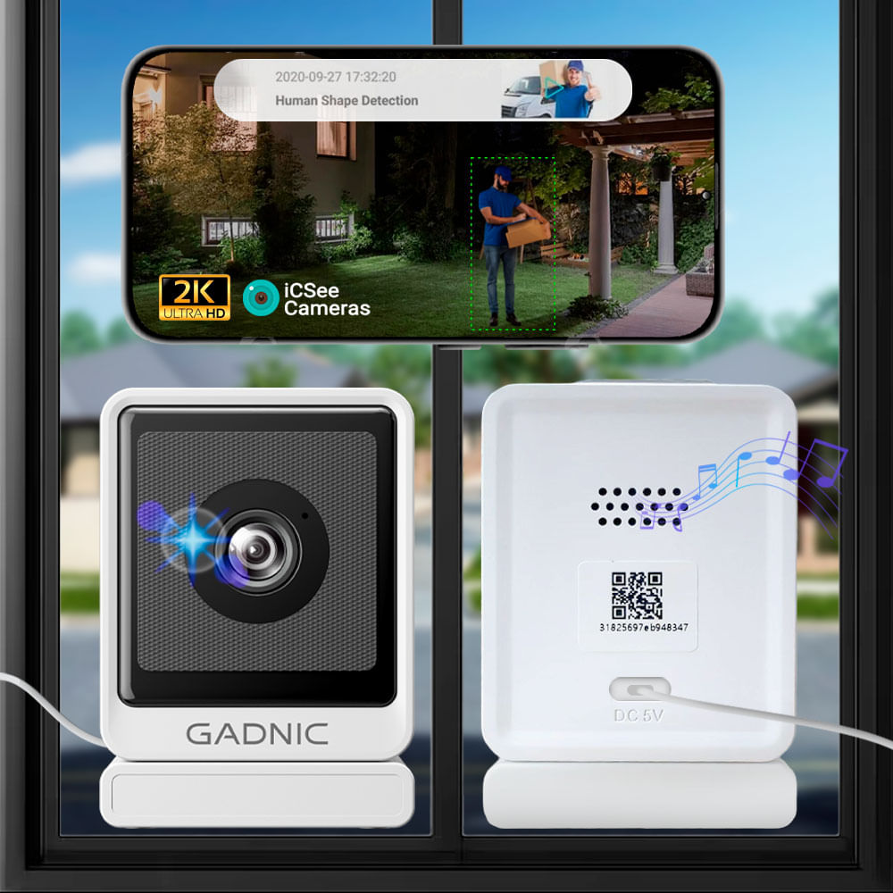 CáMara De Seguridad Gadnic Wifi 3mp Mini Interior Ventana Full Hd VisióN Nocturna