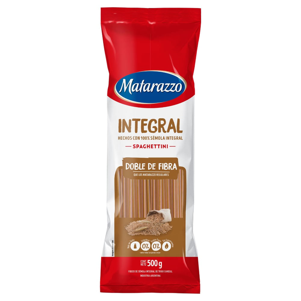 Fideos integrales spaghetti Matarazzo 500 g.