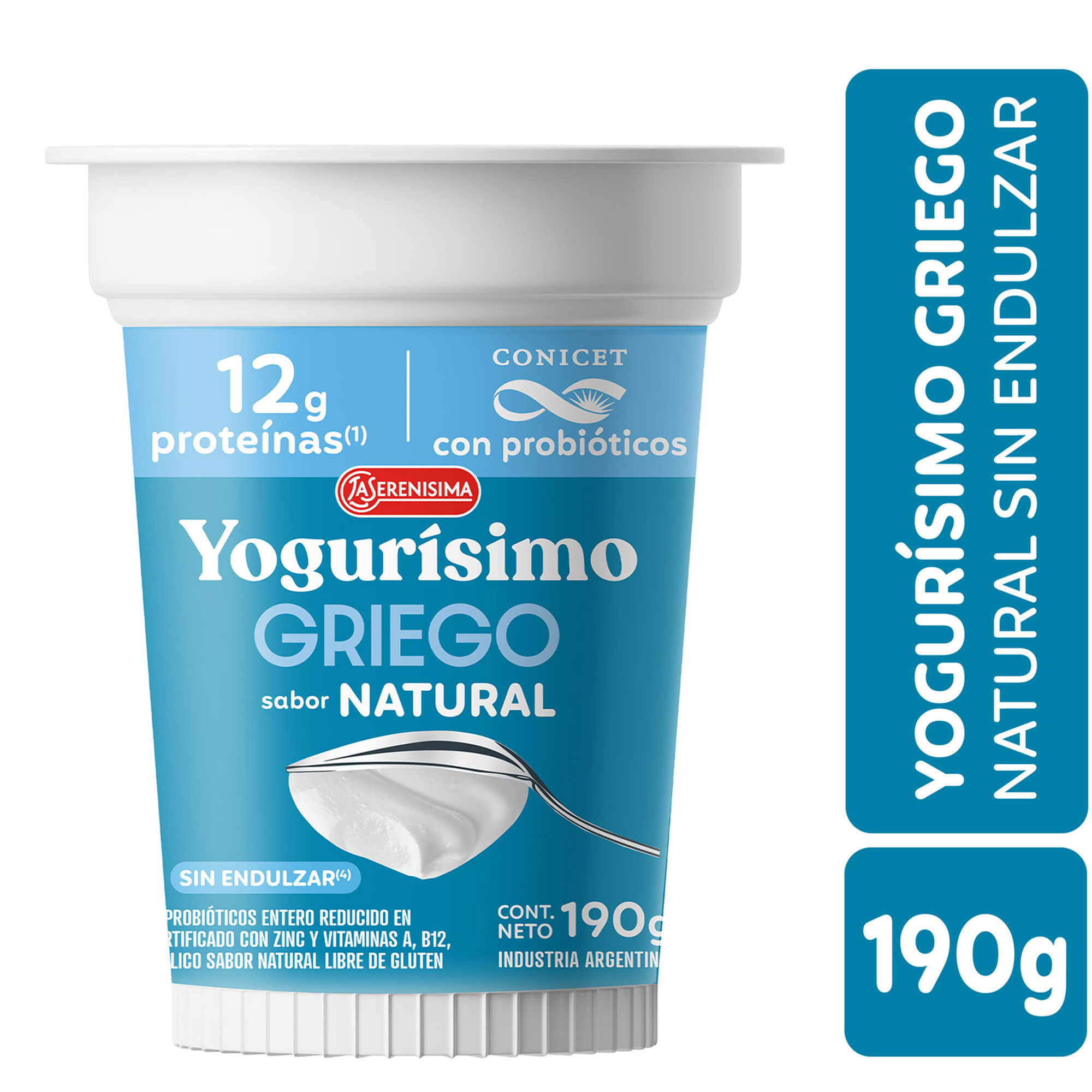Yogur Griego Yogurísimo Natural Sin Endulzar 190 G