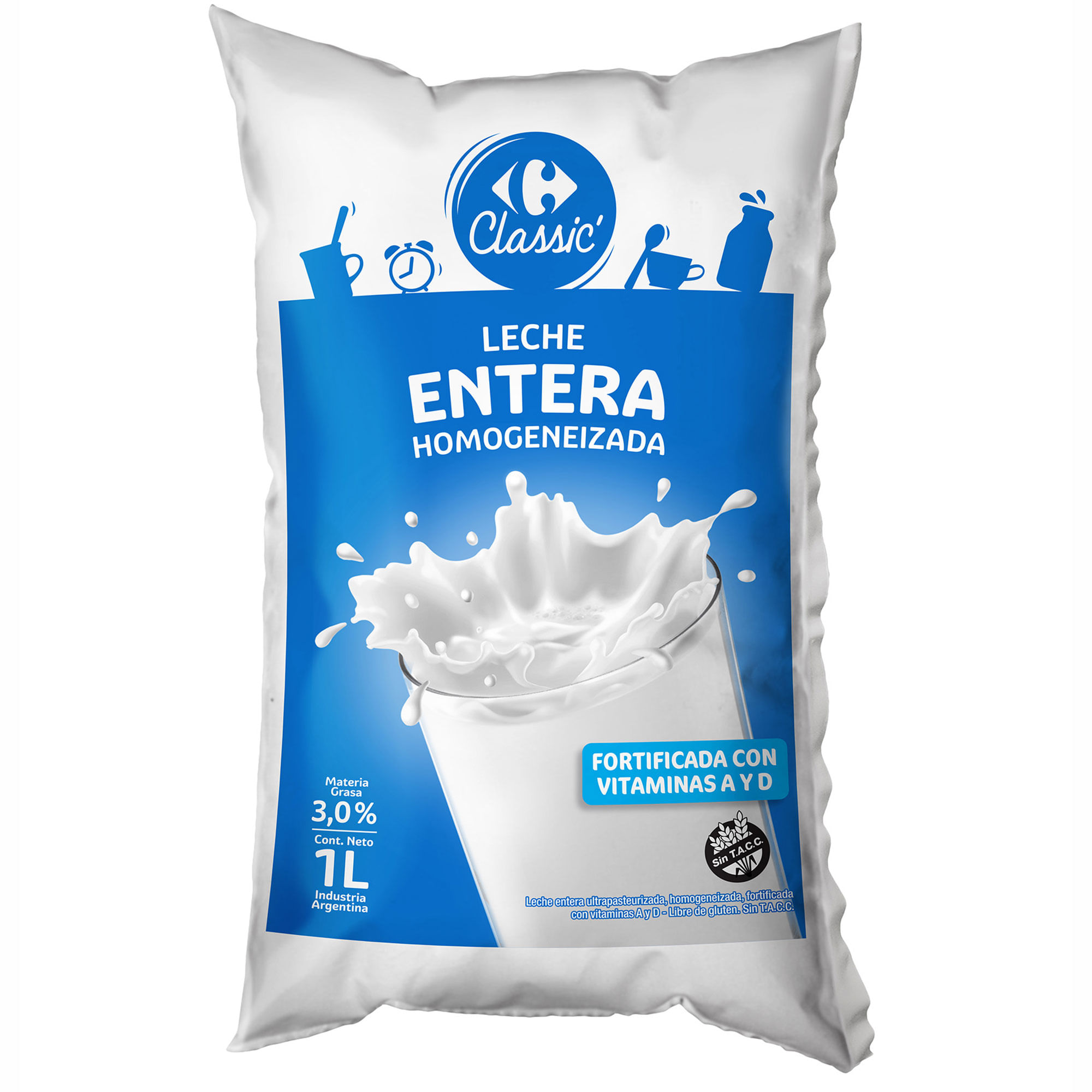 Leche ultra entera Carrefour classic sachet 1 lt.