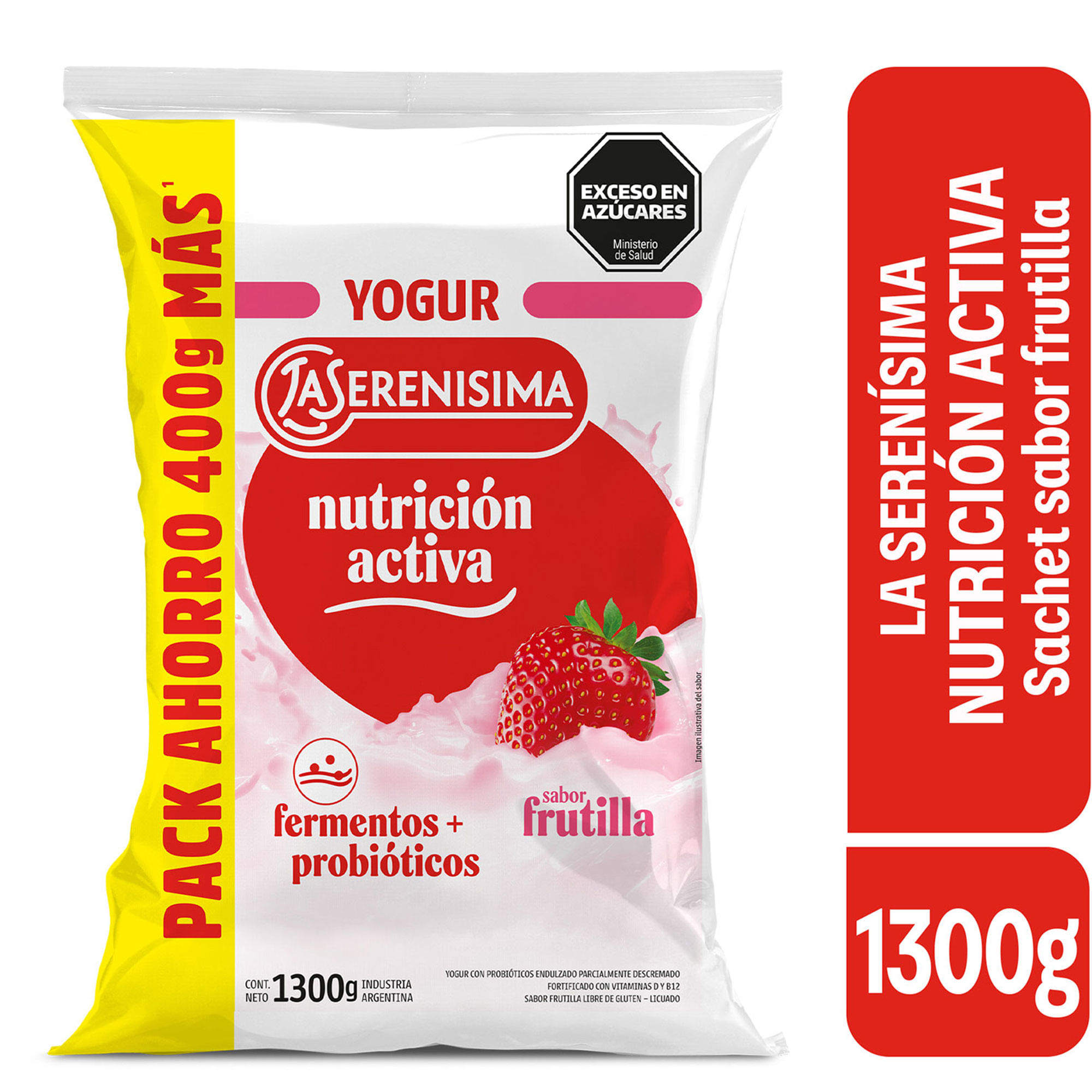 Yogur Bebible Entero La Serenísima Nutrición Activa Frutilla 1300 G
