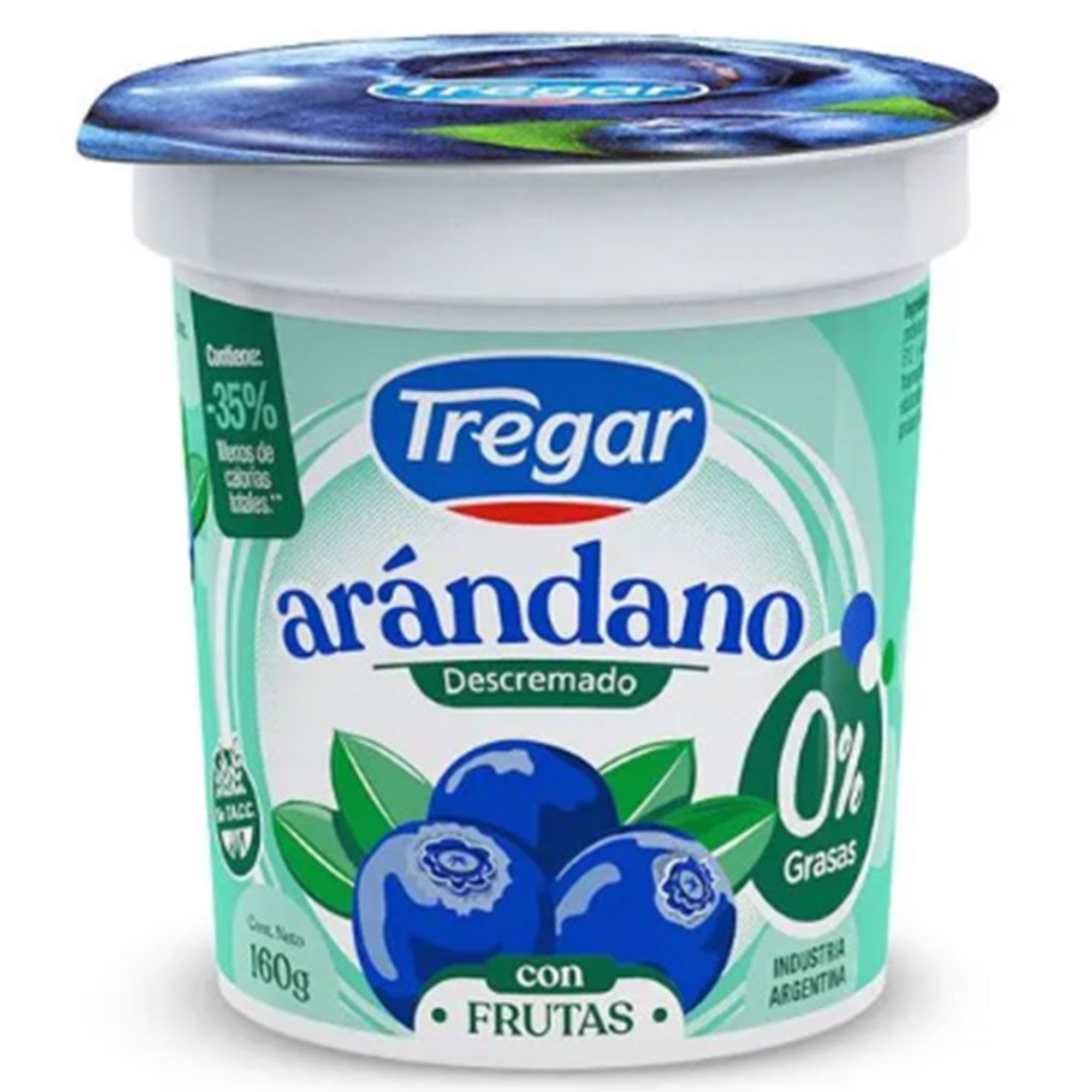Yogur descremado Tregar de arándanos en pote 160 g.