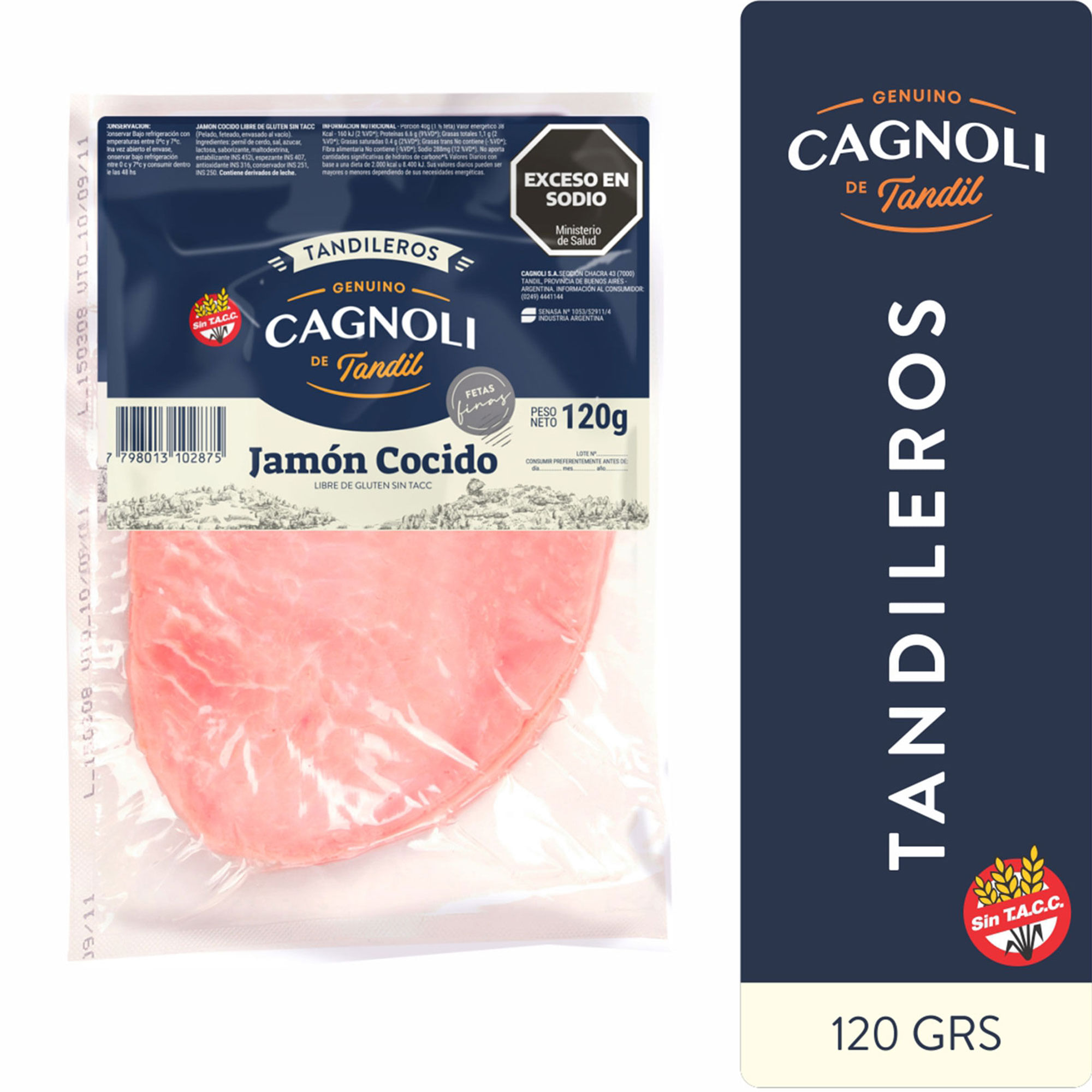 Jamón Cocido Cagnoli 120g