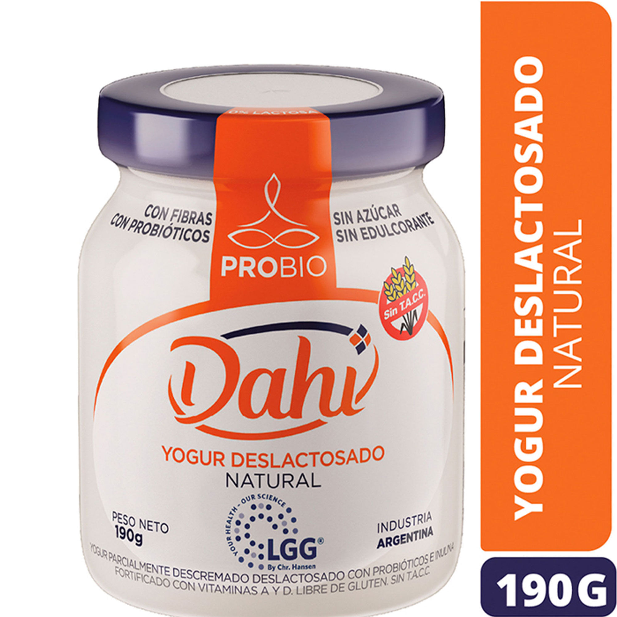 Yogur natural Dahi deslactosado probiotico 190 grs