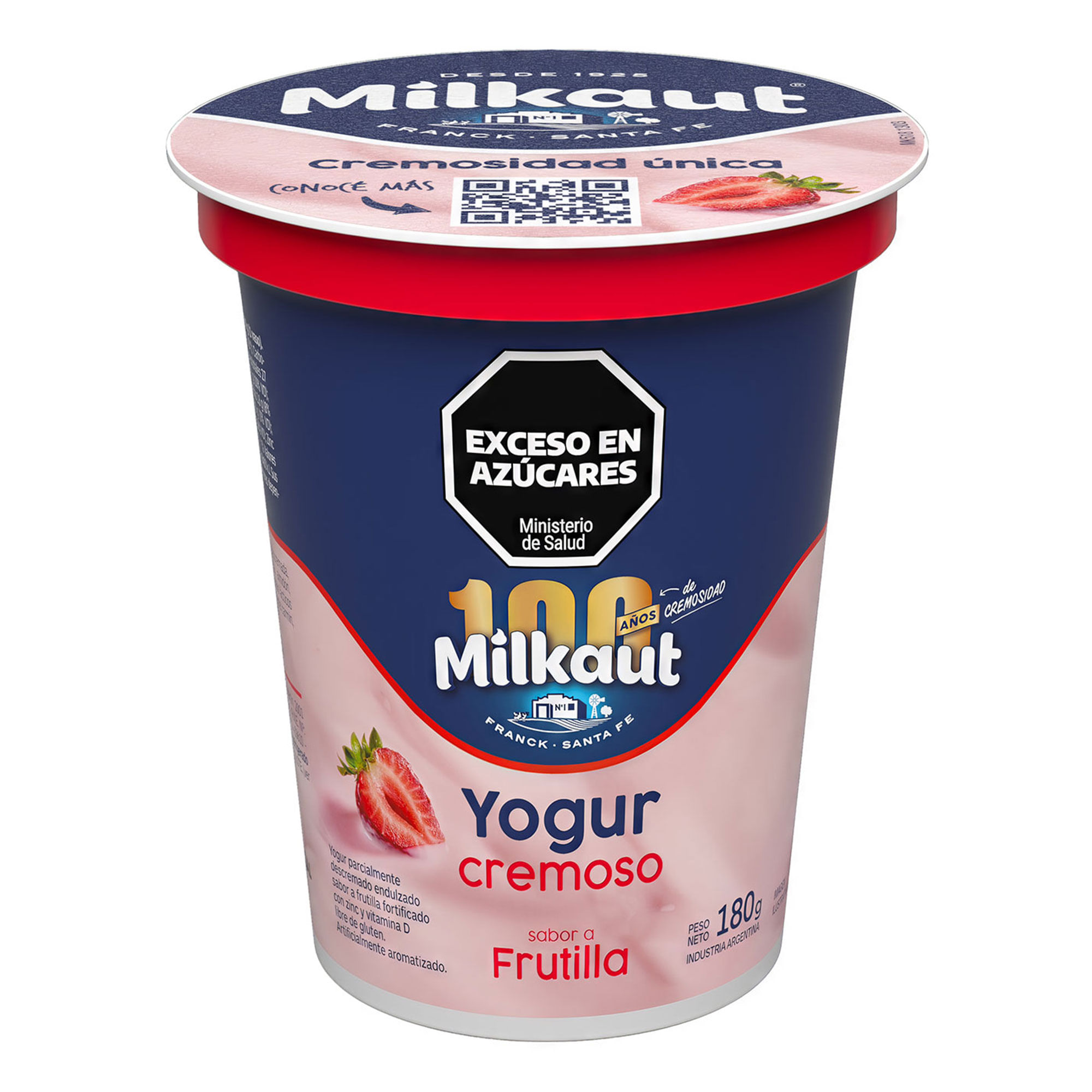 Yogur Cremoso Milkaut Sabor Frutilla 180 G