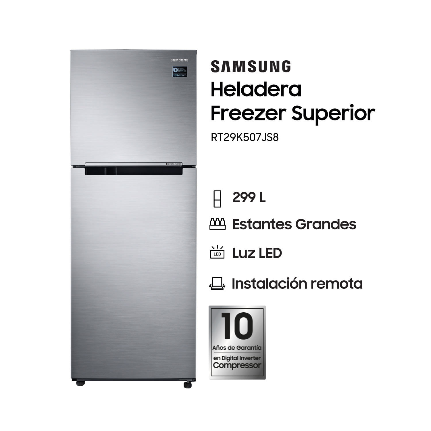 Heladera No Frost Inverter Samsung 299 L Inox Sart29k507js8