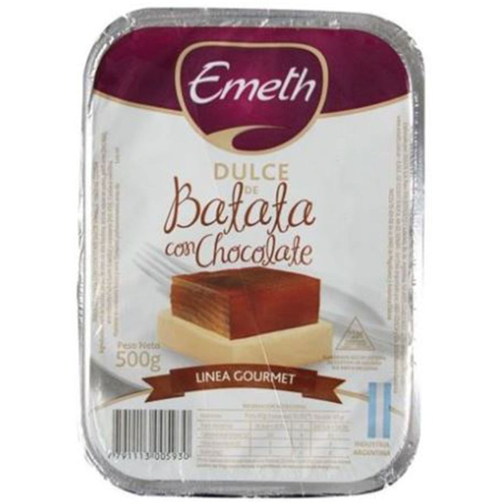 Dulce de batata con chocolate bandeja Emeth 500 g.