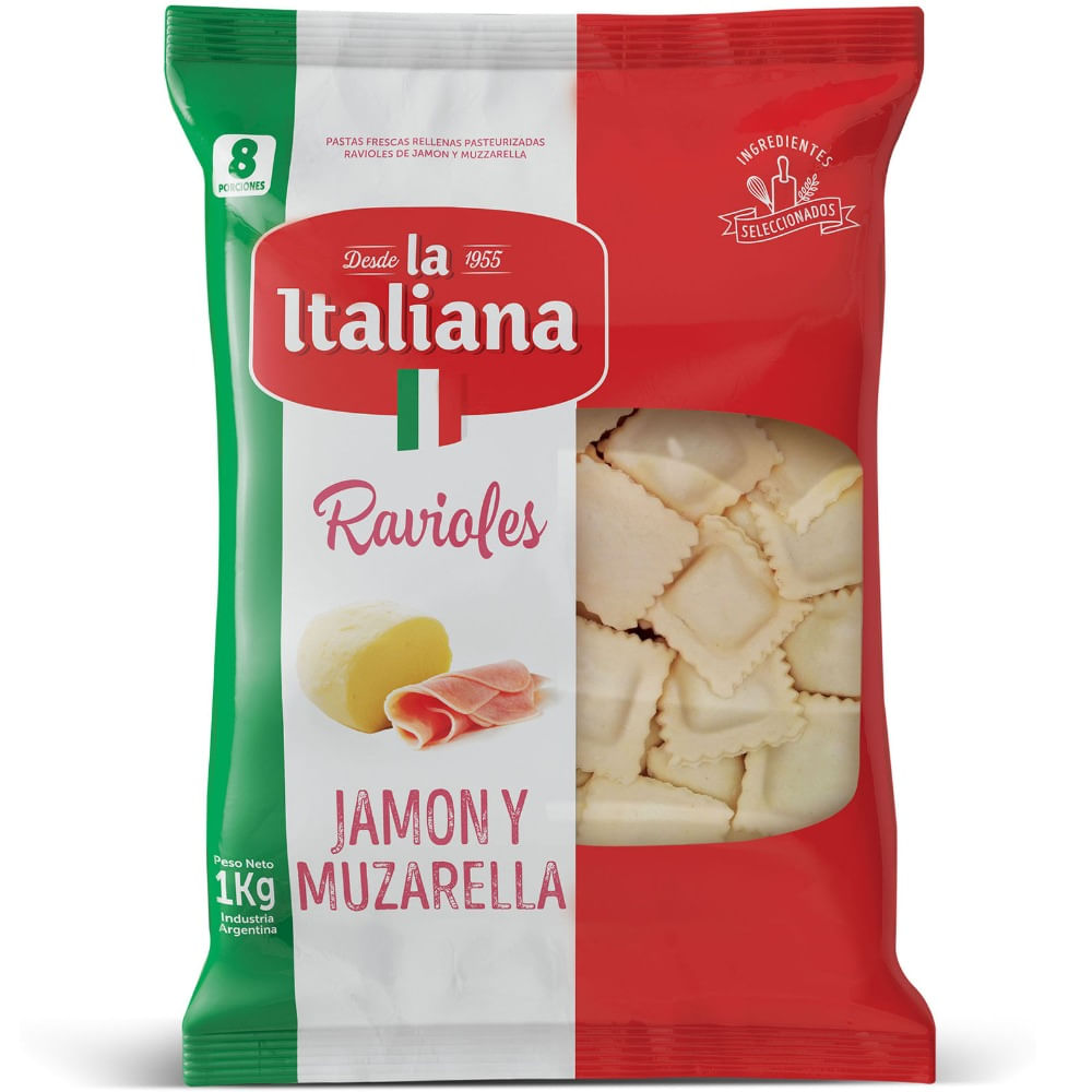 Ravioles  jamón y queso La Italiana 1 kg.