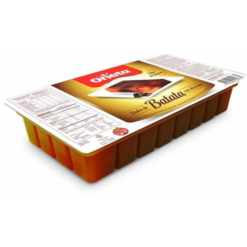 Dulce de batata con chocolate en bandeja Orieta 500 g.