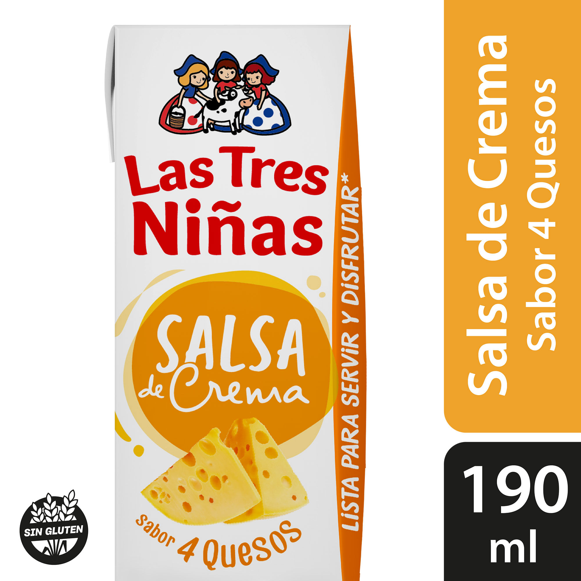 Salsa De Crema Las Tres Niñas Sabor 4 Quesos 190 Ml